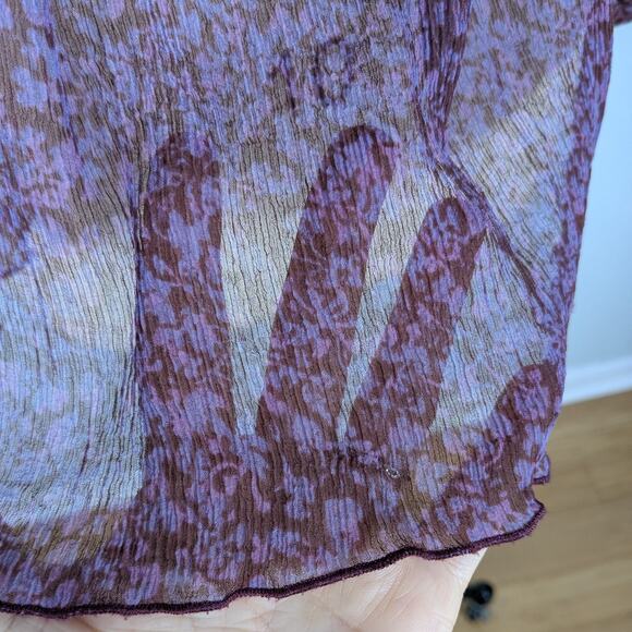 Y2K Cabi Silk Top M Pink Purple Fairy Whimsigoth Vintage Gauze Crinkle Boho - Picture 8 of 11